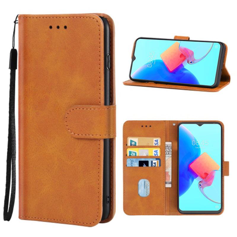 Calf Texture Phone Case for Tecno Spark 8P PU Leather Phone Wallet Stand Cover with Strap Calf Texture Phone Case for Tecno Spark 8P PU Leather Phone Wallet Stand Cover with Strap